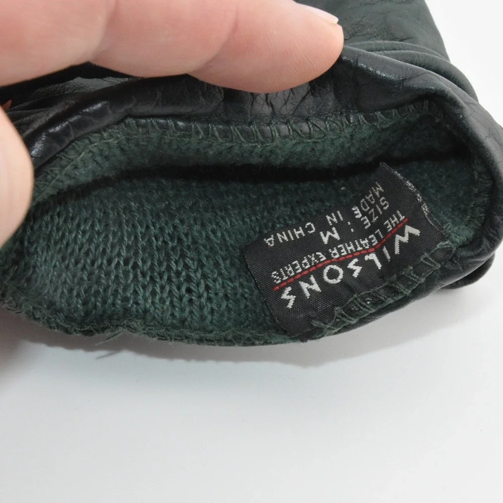 Wilsons‎ Leather Gloves Medium Green Good Knotted Wrist S4123 L